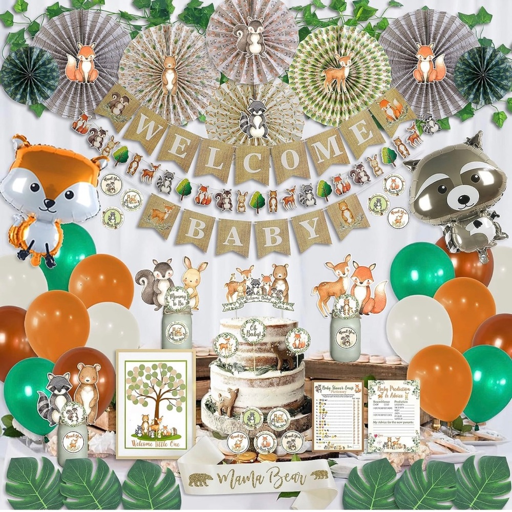 woodland theme gender neutral baby shower decorations